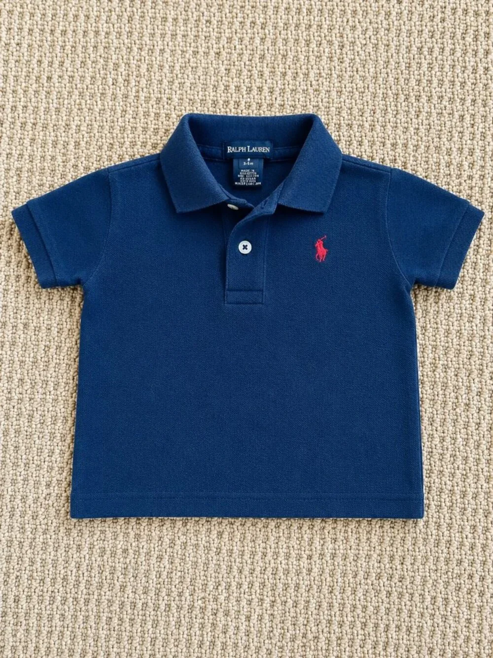 RALPH LAUREN 3-6M Polo Short Sleeved Shirt Classic Embroidered Red Pony Boy Girl